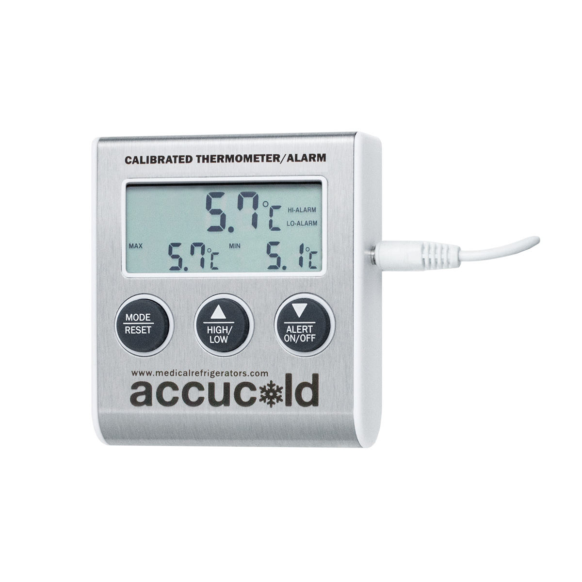 High/low temperature alarm with NIST calibrated temperature readout